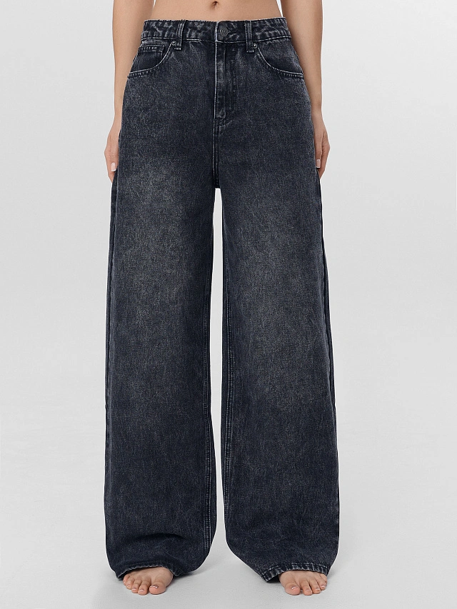 Джинсы женские baggy leg серые - 3