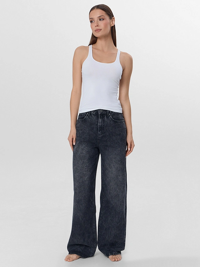 Джинсы женские baggy leg серые - 5