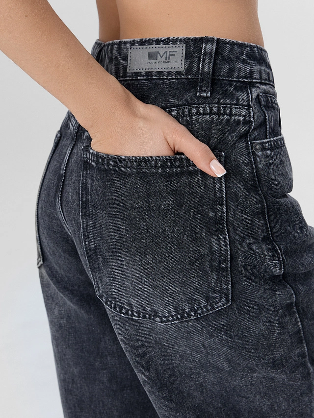 Джинсы женские baggy leg серые - 7