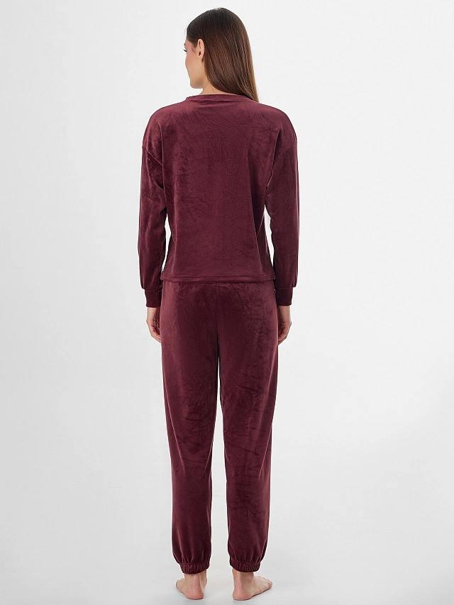 Комплект женский бордовый велюровый - 2