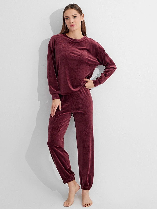 Комплект женский бордовый велюровый - 7