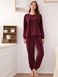 Комплект женский бордовый велюровый
