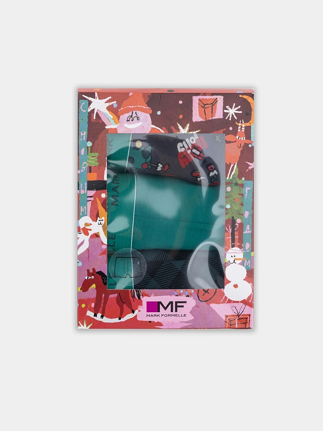 Трусы боксеры мужские с новогодним принтом в наборе, 3 шт - 11