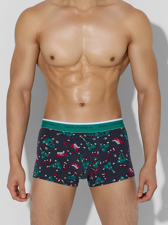 Трусы боксеры мужские с новогодним принтом в наборе, 3 шт - 2