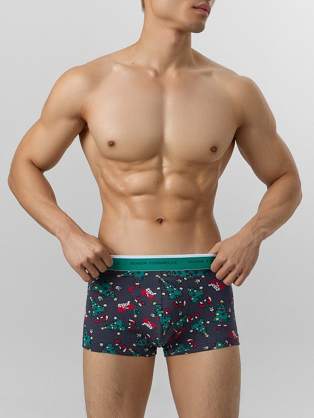 Трусы боксеры мужские с новогодним принтом в наборе, 3 шт - 3