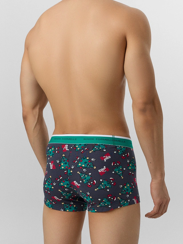 Трусы боксеры мужские с новогодним принтом в наборе, 3 шт - 4