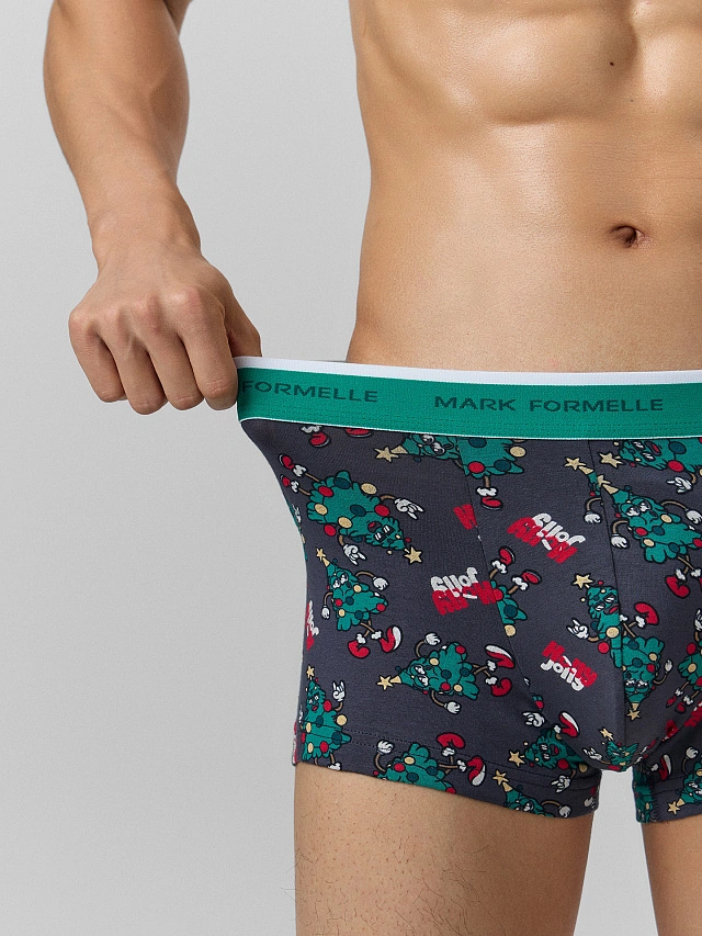 Трусы боксеры мужские с новогодним принтом в наборе, 3 шт - 6