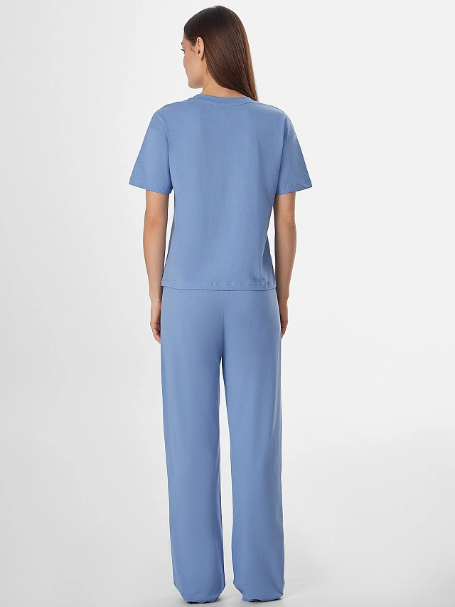 Комплект домашний женский синий с надписью - 2