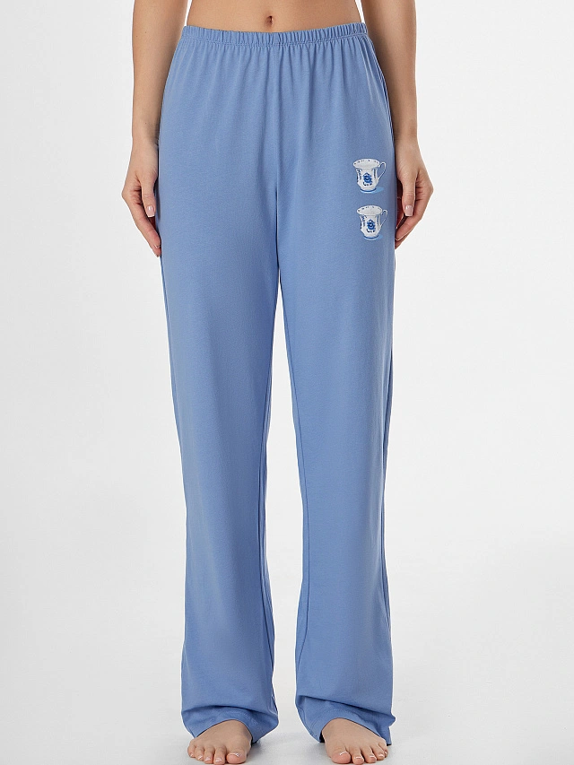 Комплект домашний женский синий с надписью - 7