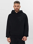 Теплое худи мужское черное с начесом