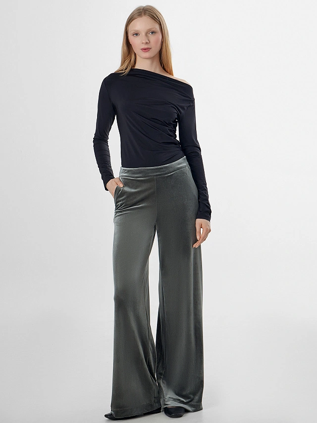 Брюки велюровые женские зеленые - 4