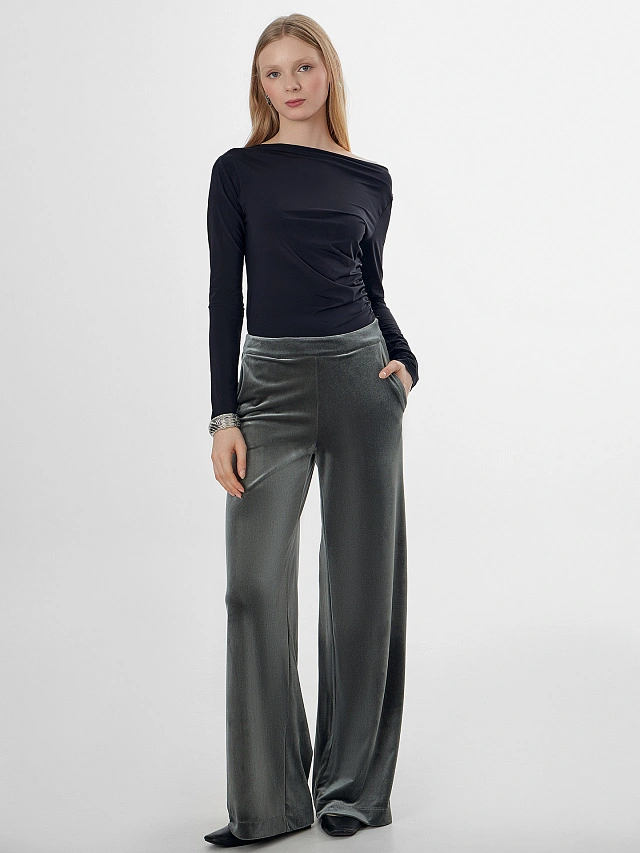 Брюки велюровые женские зеленые - 8