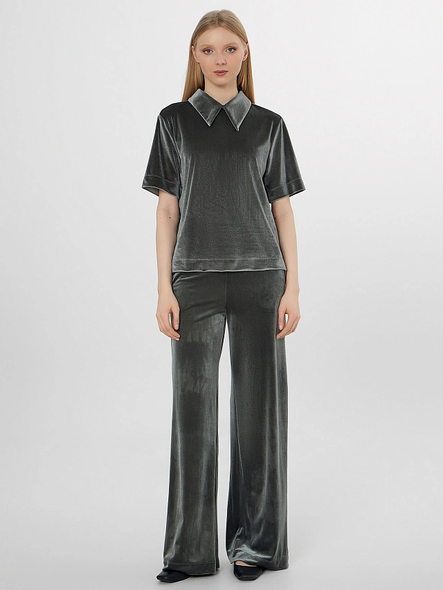 Брюки велюровые женские зеленые - 7