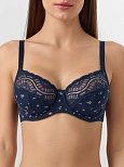 Бюстгальтер женский синий с кружевом