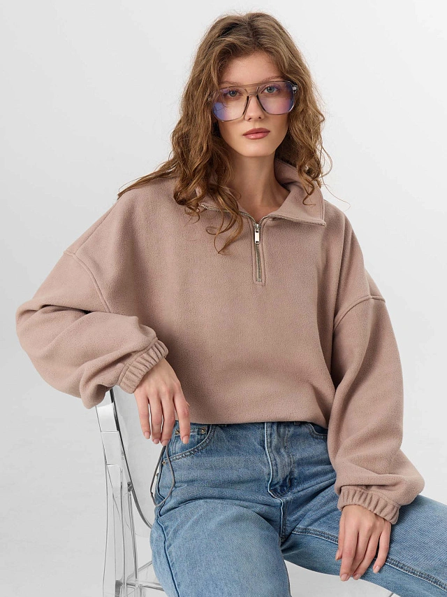 Свитшот женский бежевый из флиса - 5