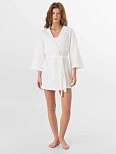 Халат женский белый вафельный укороченный