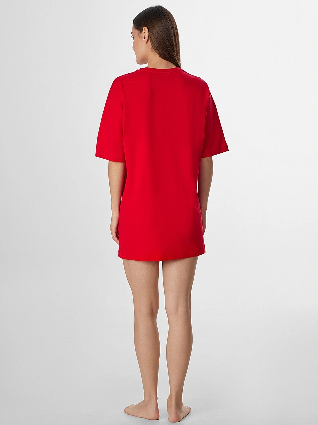 Туника домашняя женская красная с надписью - 5
