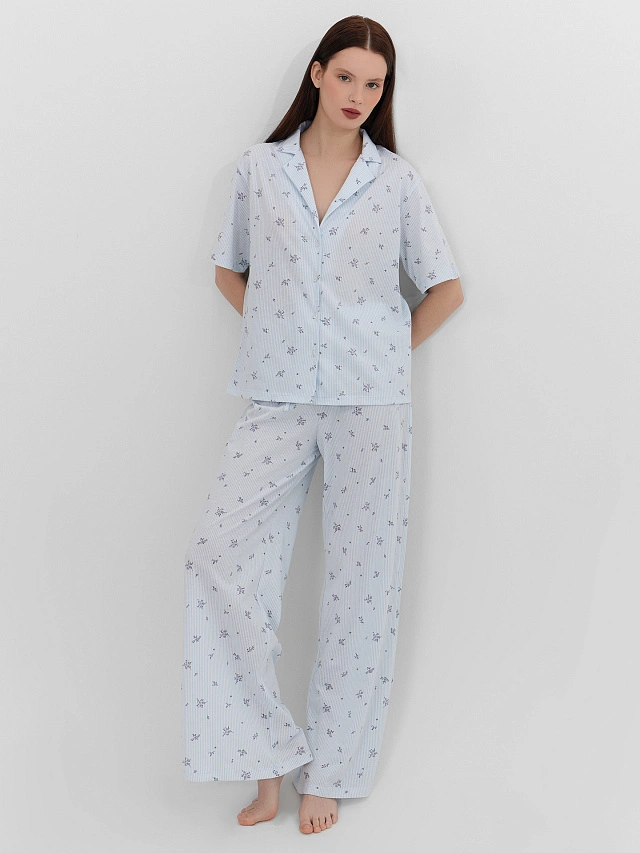 Комплект домашний женский голубой - 8