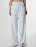Брюки домашние женские голубые с узором