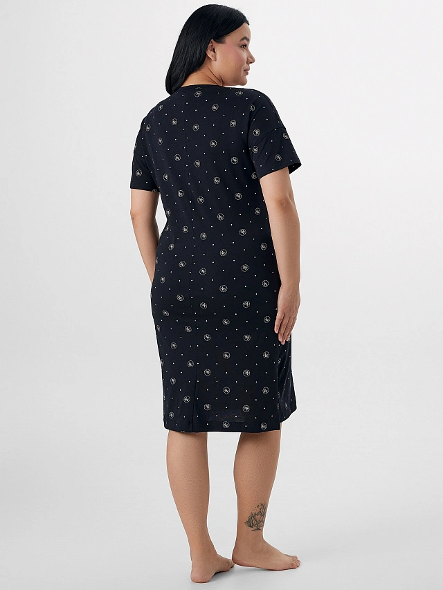 Сорочка ночная женская черная с узором - 2