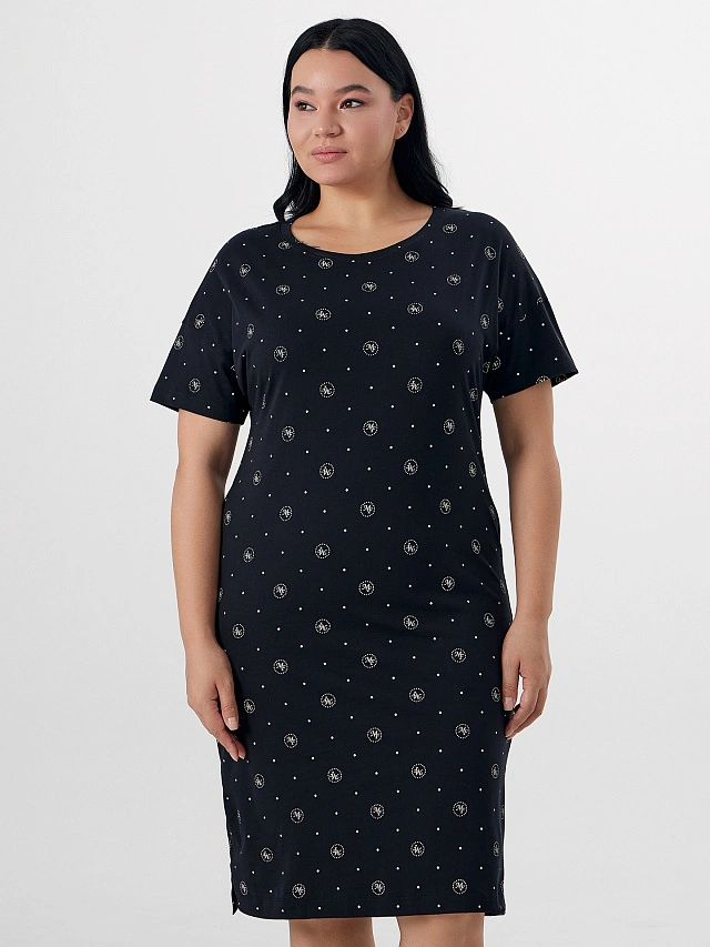 Сорочка ночная женская черная с узором - 3