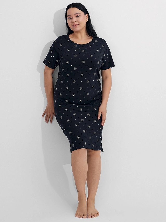 Сорочка ночная женская черная с узором - 5