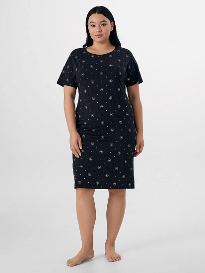 картинка Сорочка ночная женская черная с узором от магазина стильной одежды Mark Formelle