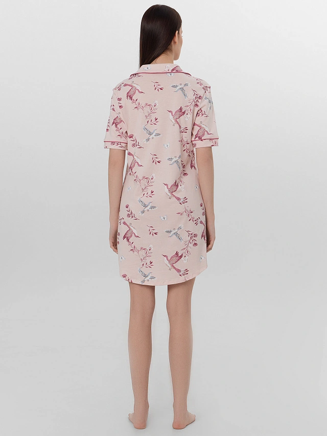 Сорочка ночная женская розовая с принтом - 2