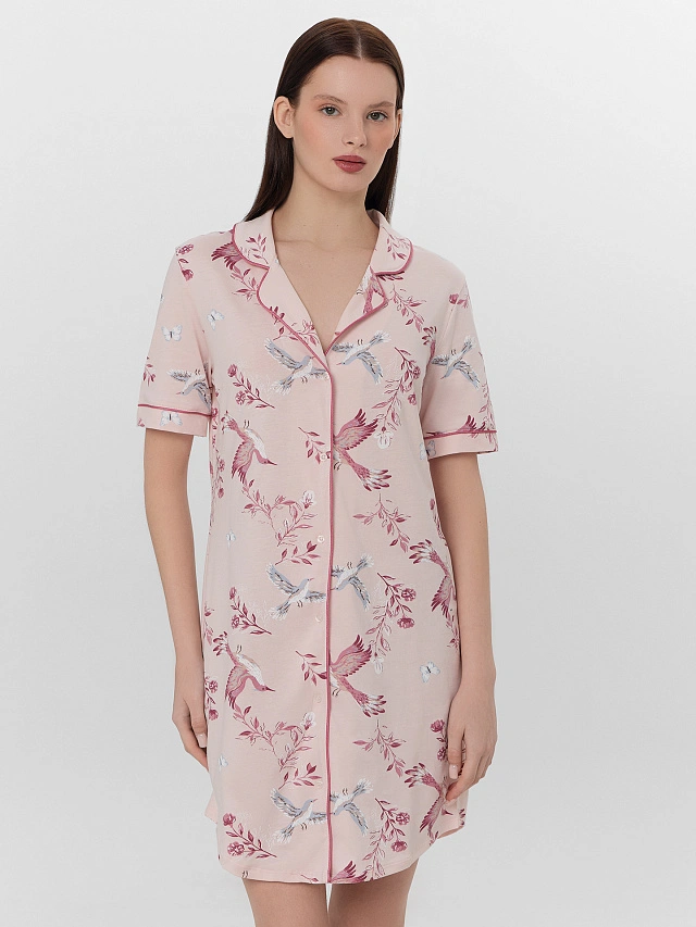 Сорочка ночная женская розовая с принтом - 3