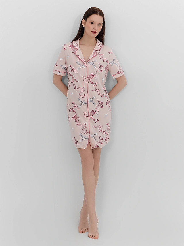 Сорочка ночная женская розовая с принтом - 5