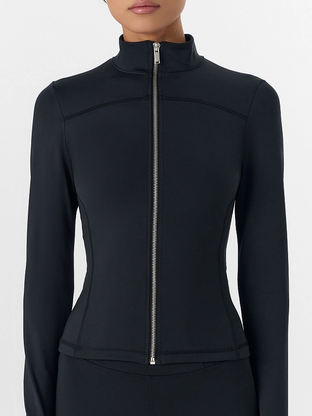 Жакет спортивный женский на молнии черный - 3