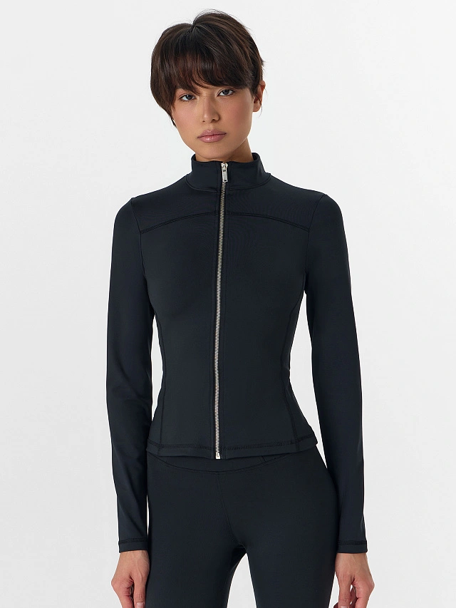 Жакет спортивный женский на молнии черный - 4