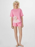 Комплект домашний женский розовый с принтом кота