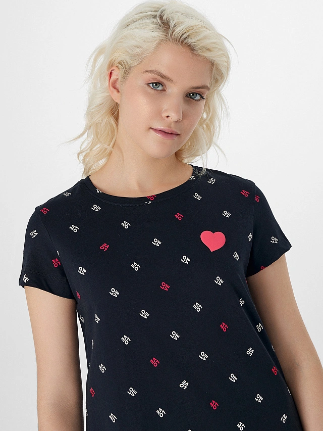 Сорочка ночная женская черная с надписью "Love" - 3