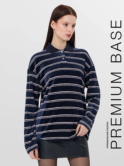 картинка Поло женское синее в полоску от магазина стильной одежды Mark Formelle