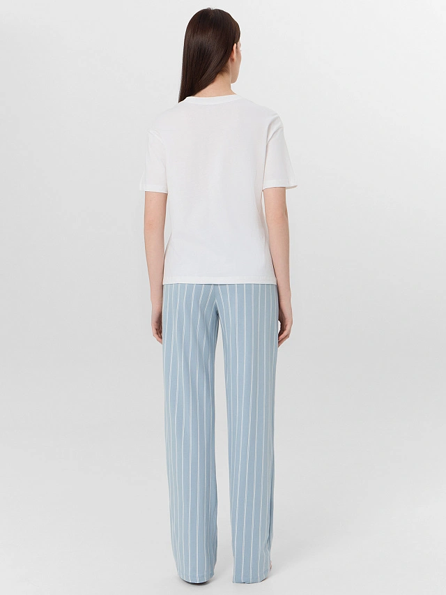 Комплект домашний женский голубой в полоску - 2