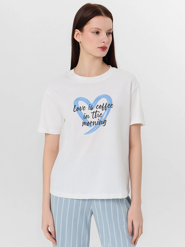 Комплект домашний женский голубой в полоску - 3