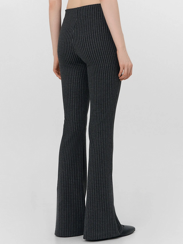Брюки клеш женские черные в полоску - 2