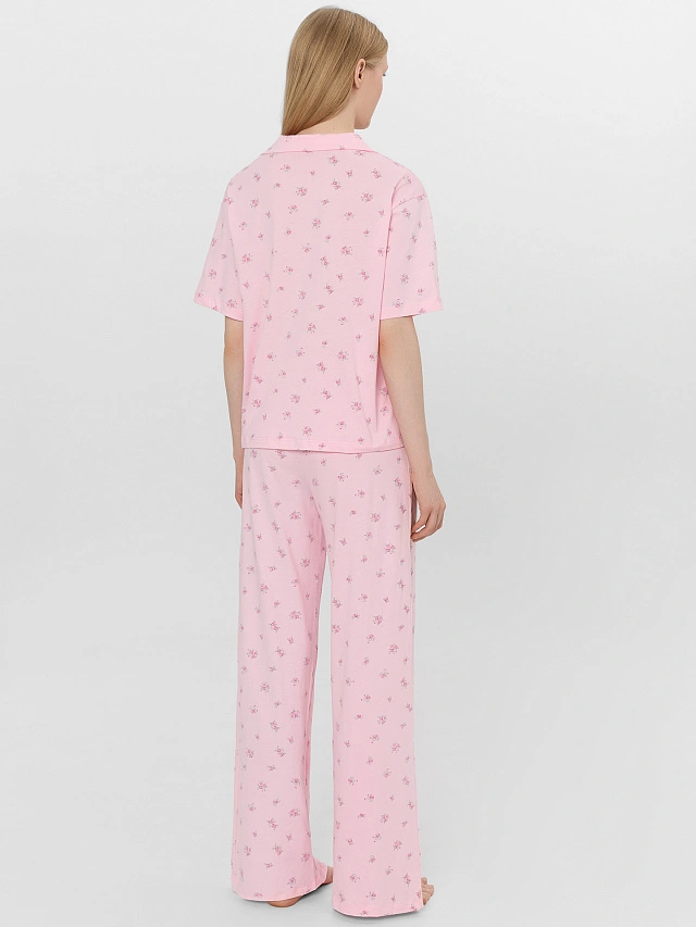 Комплект домашний женский розовый с цветочным принтом - 2
