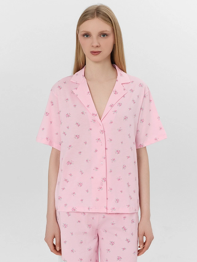 Комплект домашний женский розовый с цветочным принтом - 3