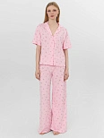 Комплект домашний женский розовый с цветочным принтом