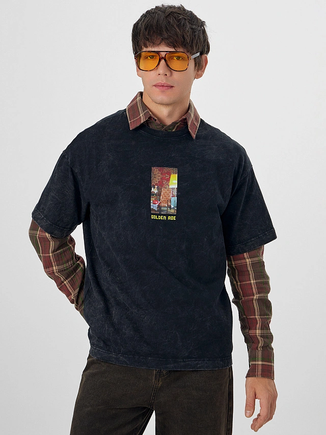 Футболка мужская черная с обработкой эйсид - 9