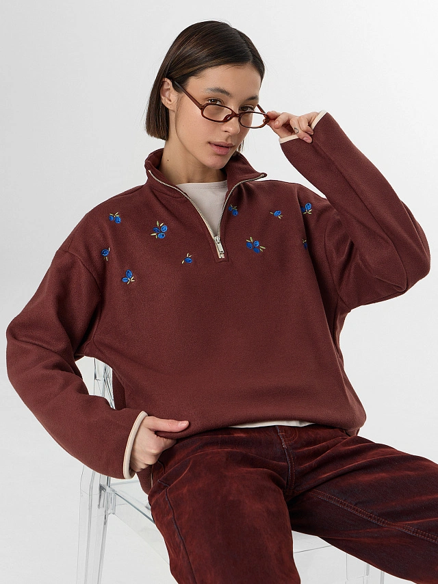 Толстовка женская коричневая из флиса - 8