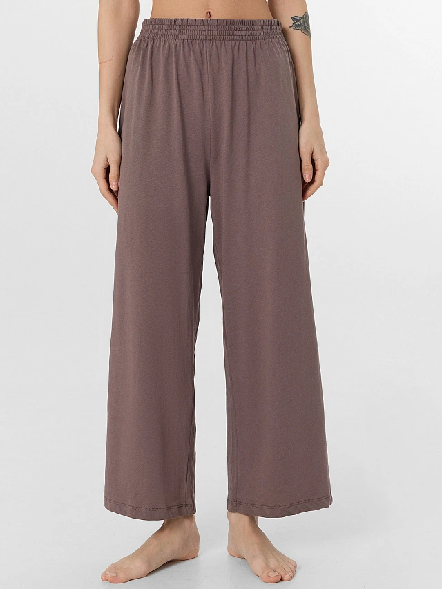 Комплект домашний женский коричневый с цветочным принтом - 7