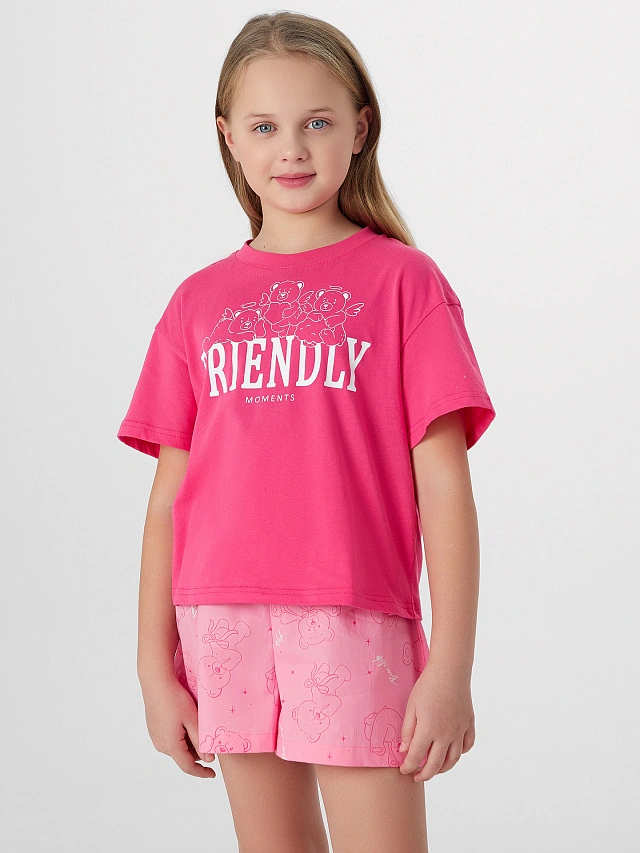 Комплект домашний для девочек с надписью "Friendly moments" - 4