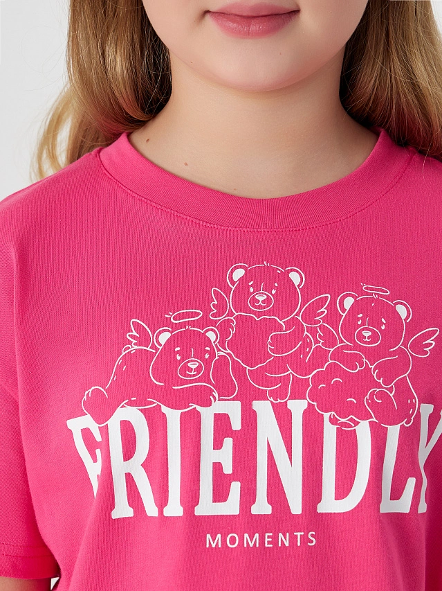 Комплект домашний для девочек с надписью "Friendly moments" - 5