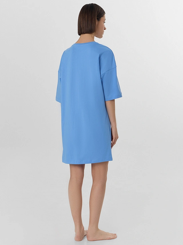 Туника домашняя женская синяя с надписью - 3