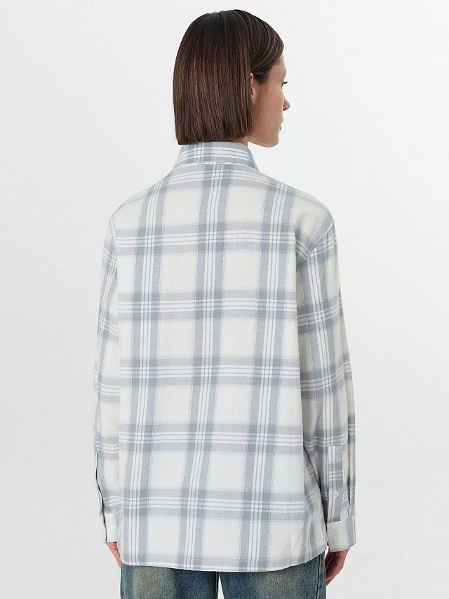 Рубашка женская серая в клетку - 3