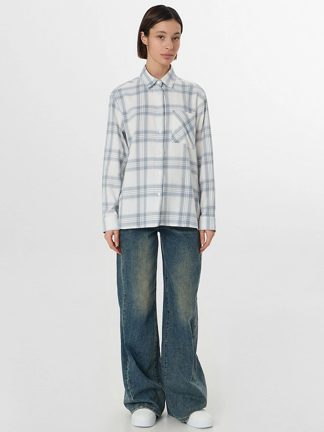 Рубашка женская серая в клетку - 4