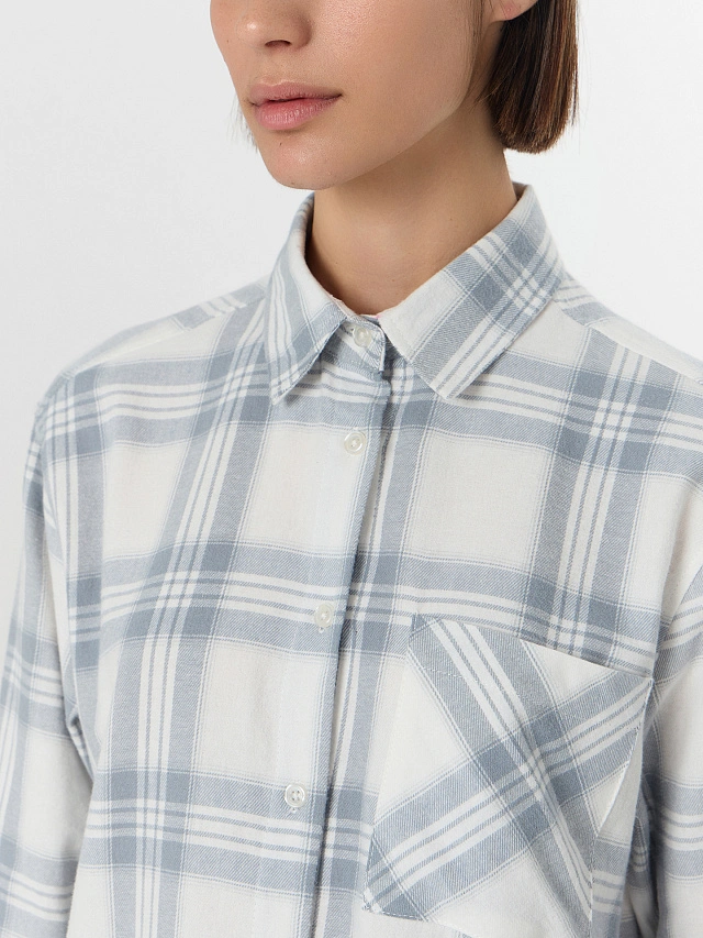 Рубашка женская серая в клетку - 5